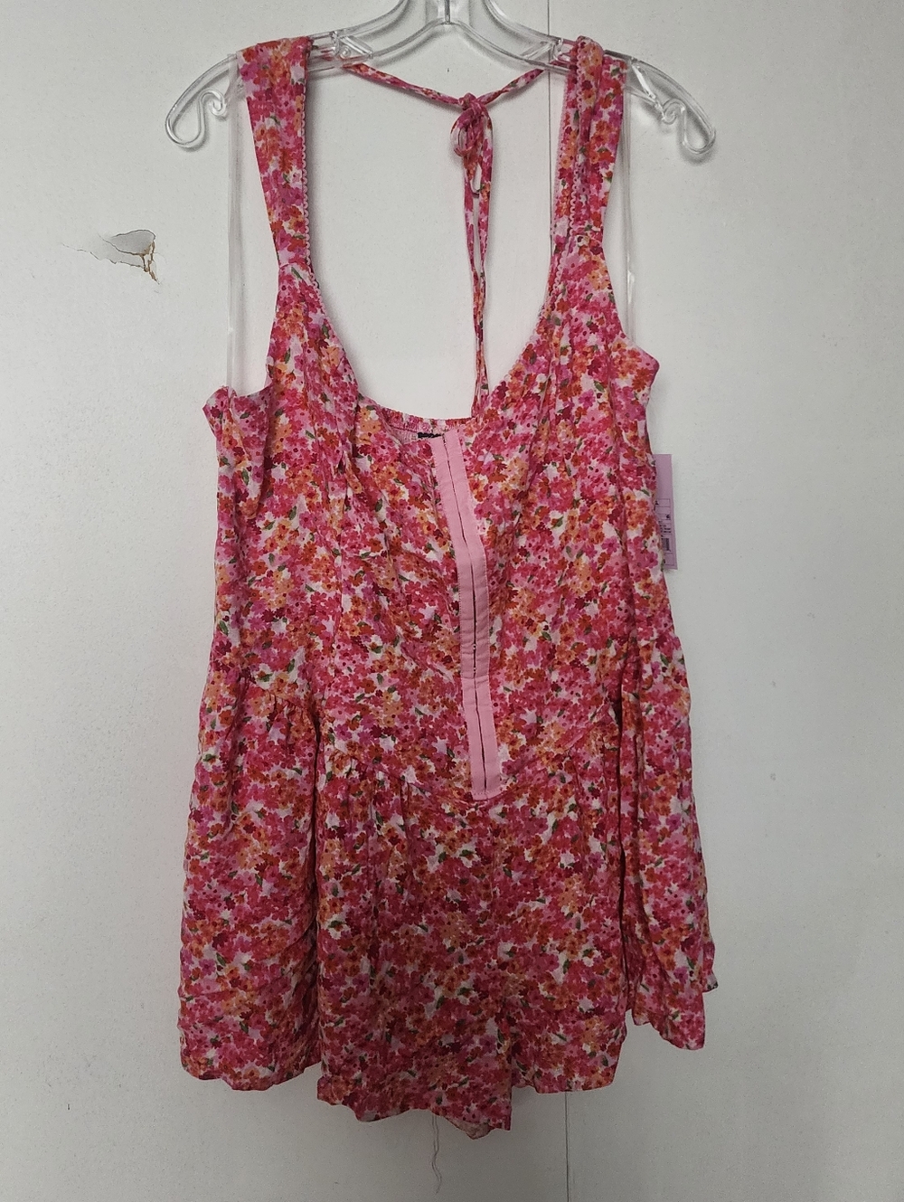 Wildfable Pink Floral Sleeveless Corset Romper Plus 2x Nwt